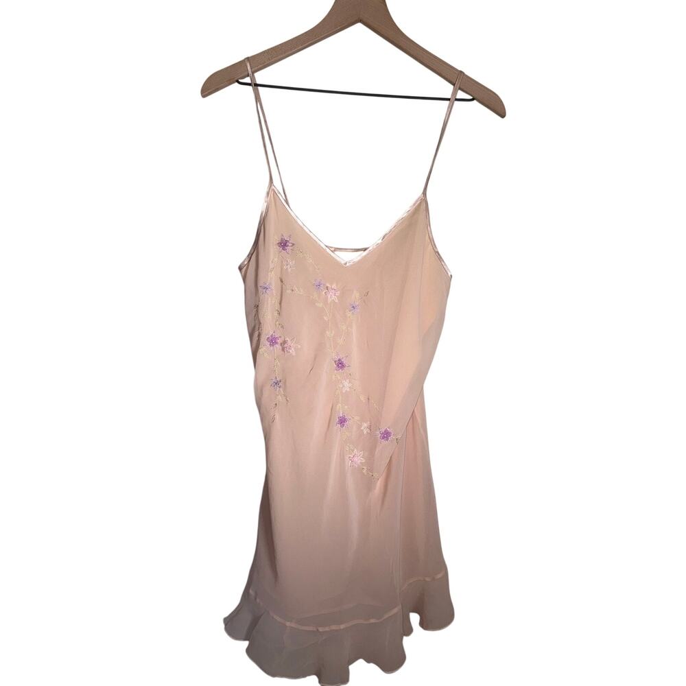 VINTAGE CALIFORNIA DYNASTY floral embroidered GirlhoodCore flowy chemise and S